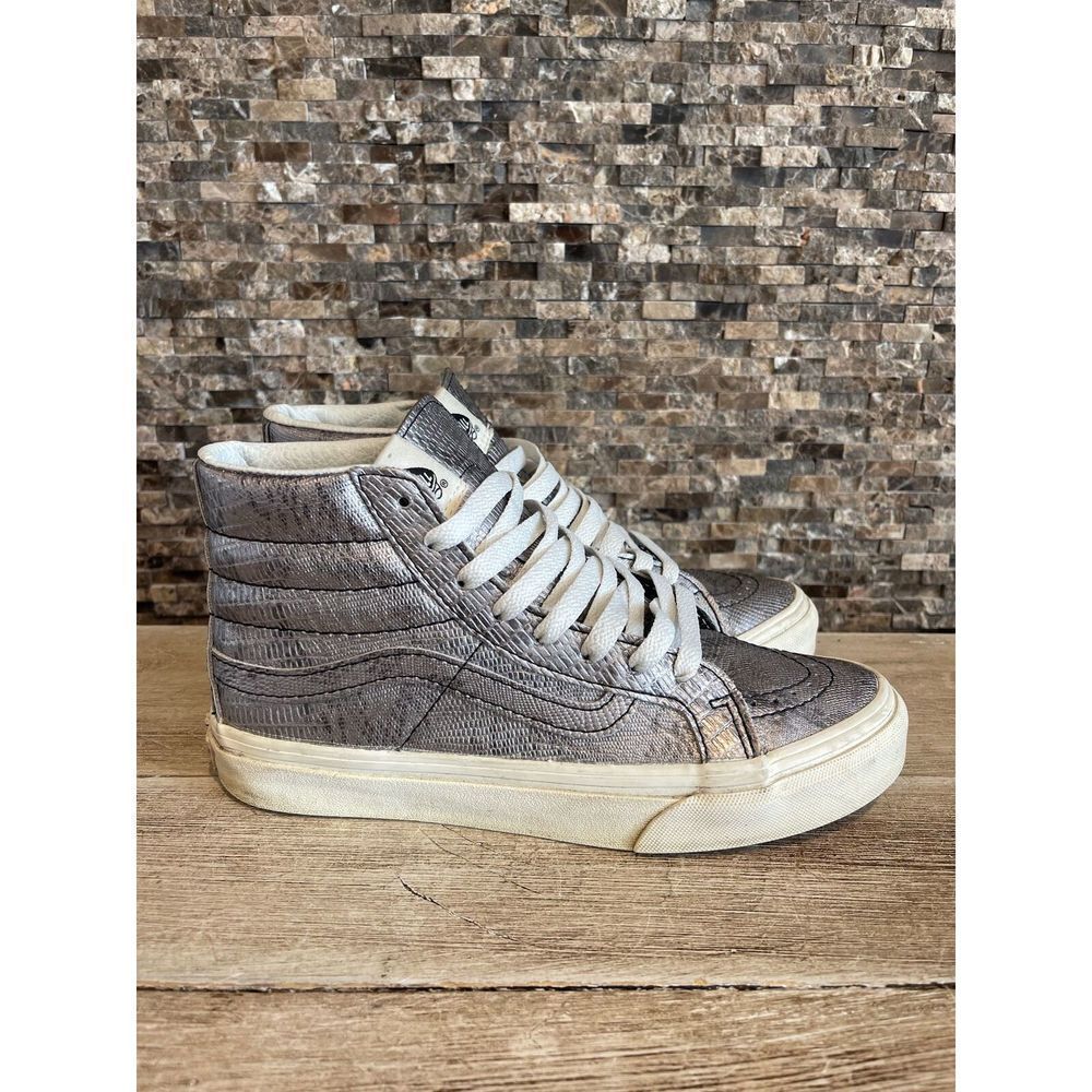 Vans SK8-Hi Top Shoes 721277 Shiny Silver White Gray Mens 4 / Womens 5.5